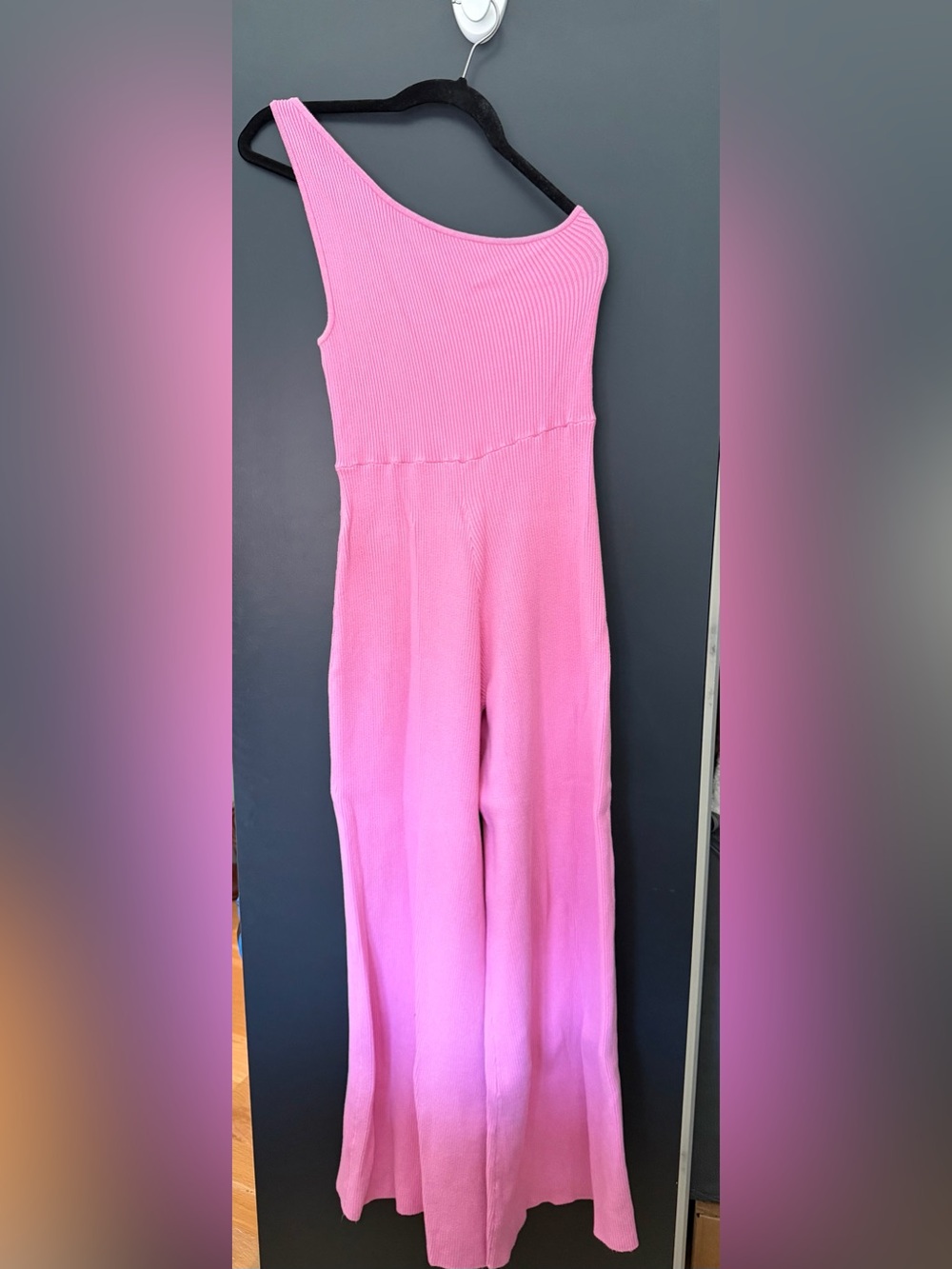 FP Beach Ribbed Pink One Shoulder Jumpsuit